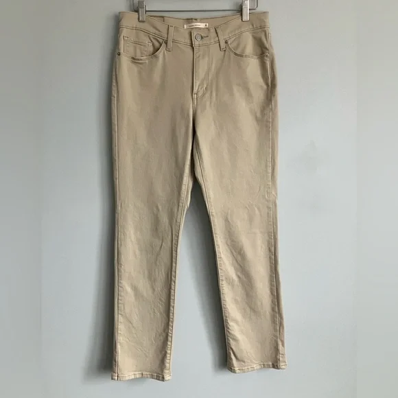 LEVI’S Tan Straight Leg High Rise Stovepipe Jeans Size 8 - Picture 1 of 13